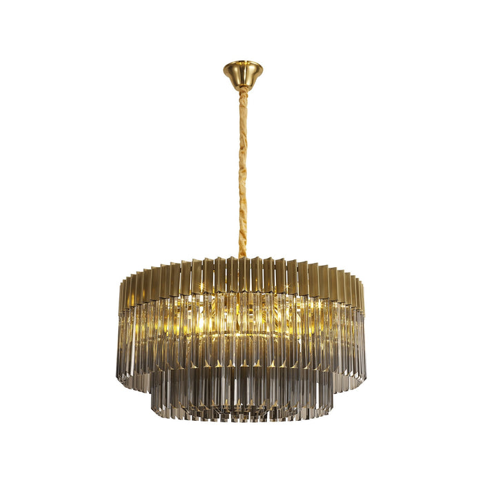 Nelson Lighting NL89749 Kobra 12 Light Round Pendant Brass Smoked