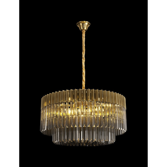 Nelson Lighting NL89749 Kobra 12 Light Round Pendant Brass Smoked