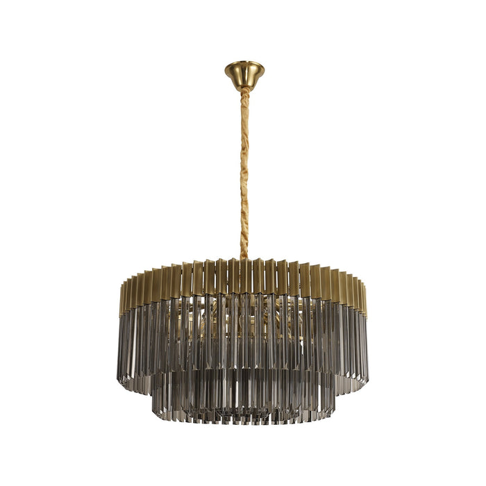 Nelson Lighting NL89749 Kobra 12 Light Round Pendant Brass Smoked