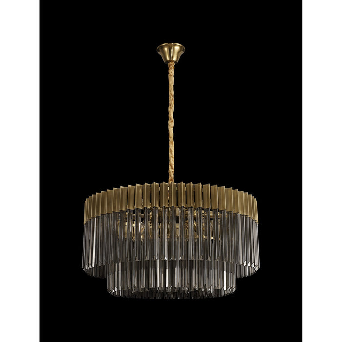 Nelson Lighting NL89749 Kobra 12 Light Round Pendant Brass Smoked