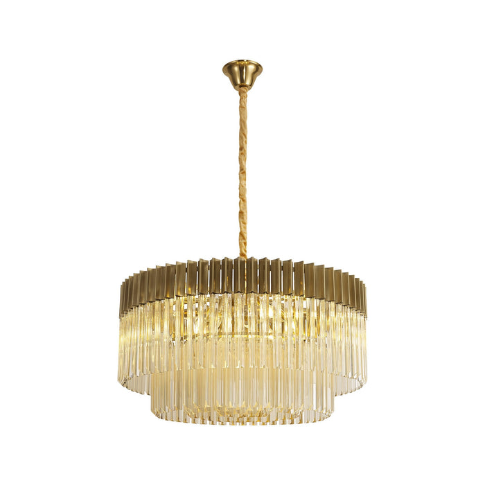 Nelson Lighting NL89759 Kobra 12 Light Round Pendant Brass Cognac