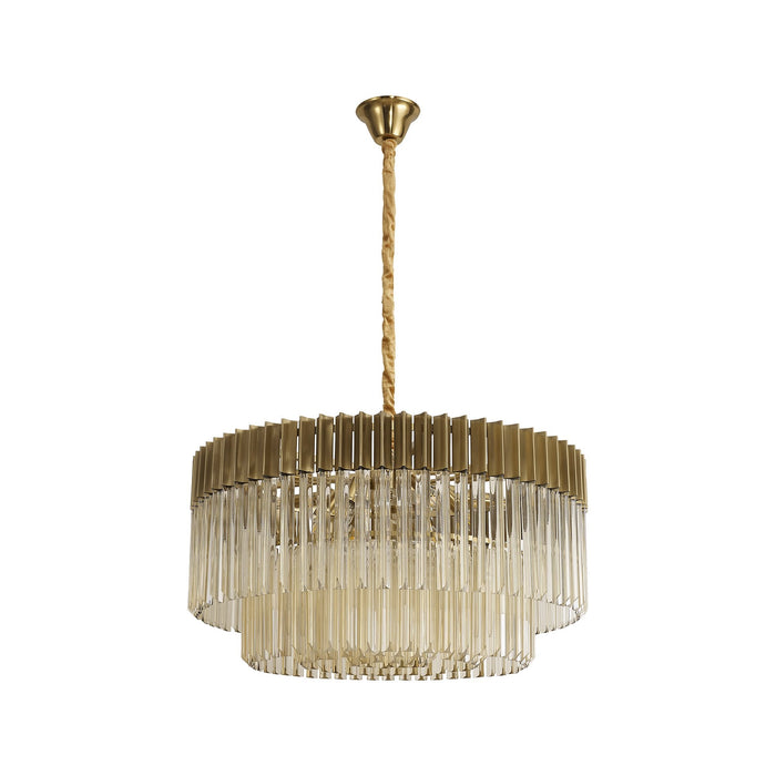 Nelson Lighting NL89759 Kobra 12 Light Round Pendant Brass Cognac