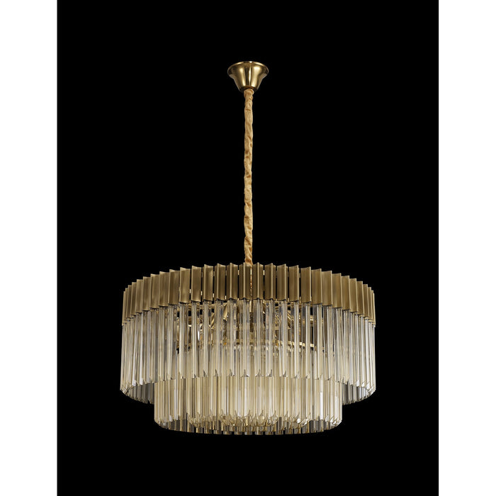 Nelson Lighting NL89759 Kobra 12 Light Round Pendant Brass Cognac