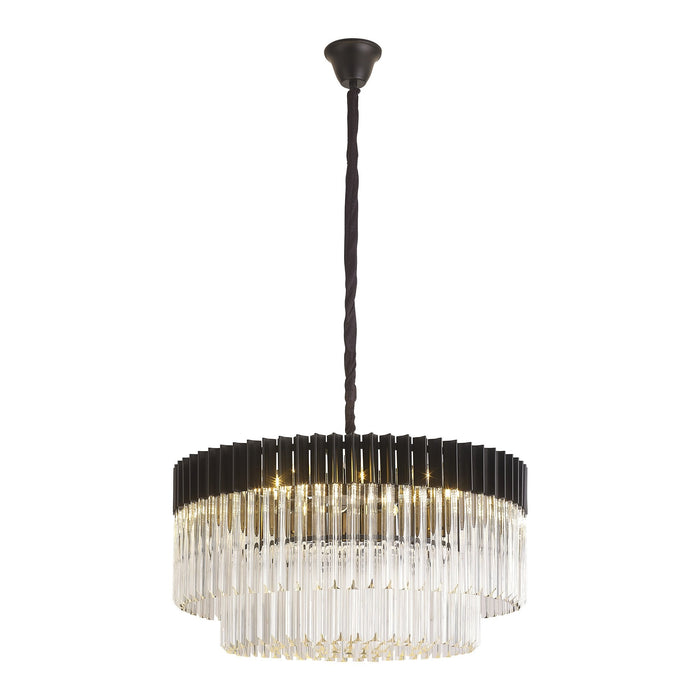 Nelson Lighting NL89779 Kobra 12 Light Round Pendant Matt Black Clear