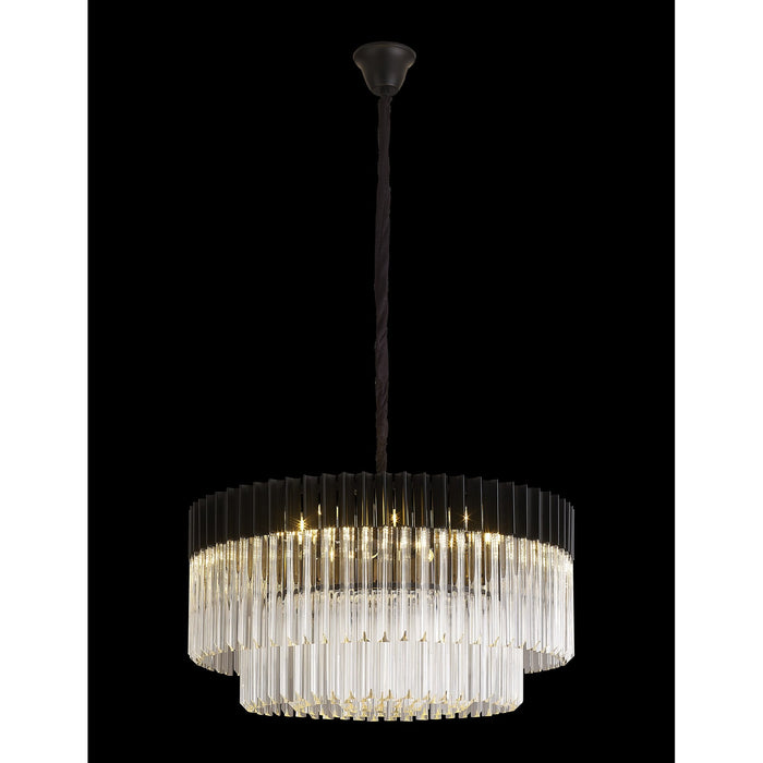 Nelson Lighting NL89779 Kobra 12 Light Round Pendant Matt Black Clear