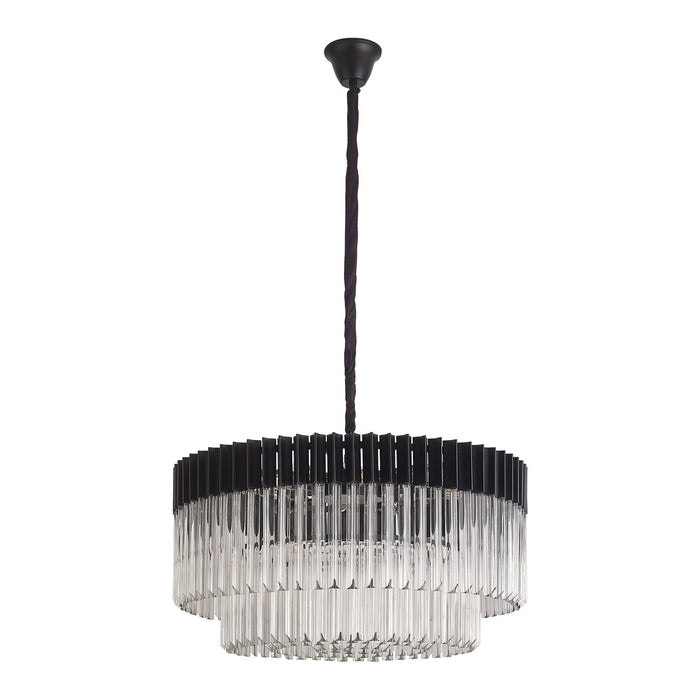 Nelson Lighting NL89779 Kobra 12 Light Round Pendant Matt Black Clear