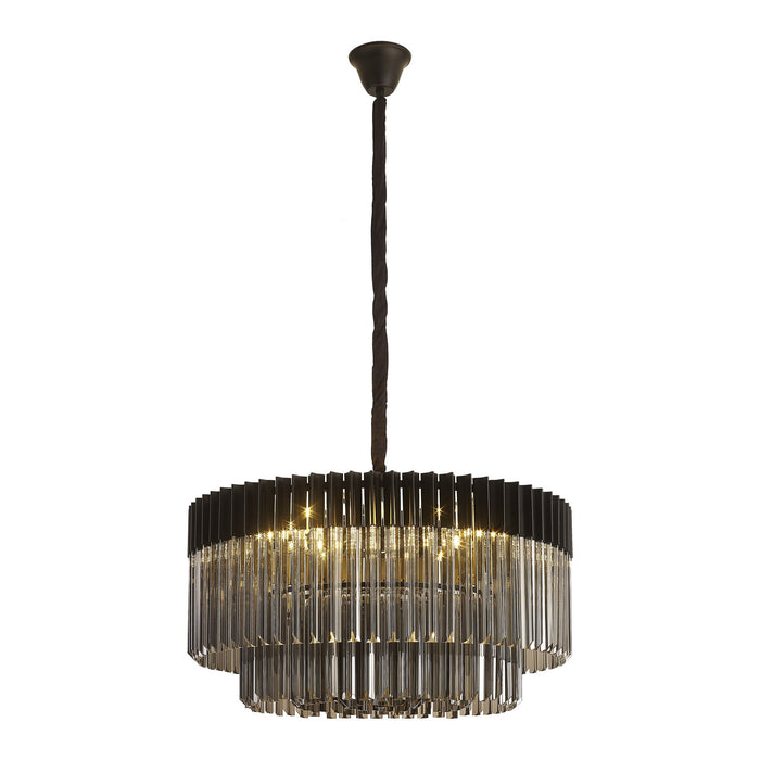 Nelson Lighting NL89789 Kobra 12 Light Round Pendant Matt Black Smoked