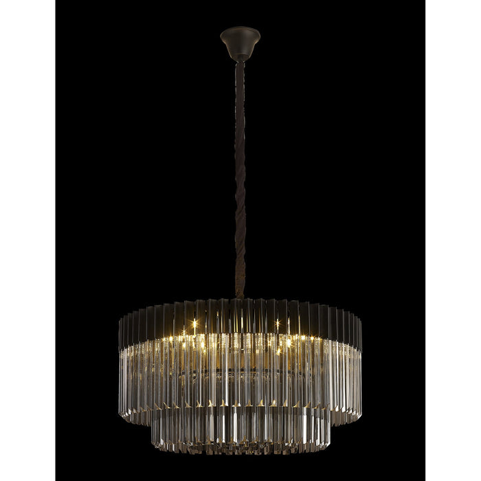 Nelson Lighting NL89789 Kobra 12 Light Round Pendant Matt Black Smoked