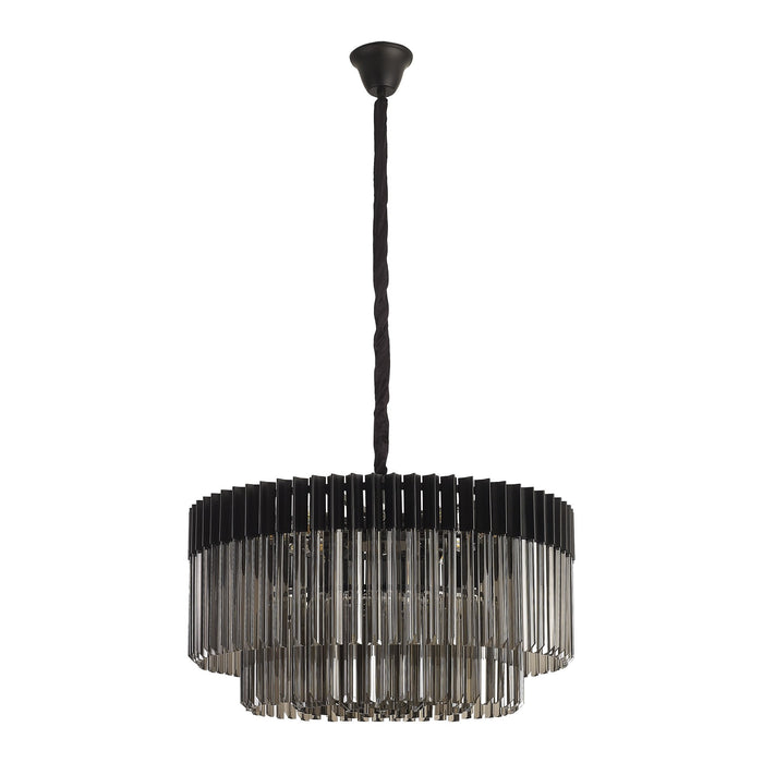 Nelson Lighting NL89789 Kobra 12 Light Round Pendant Matt Black Smoked