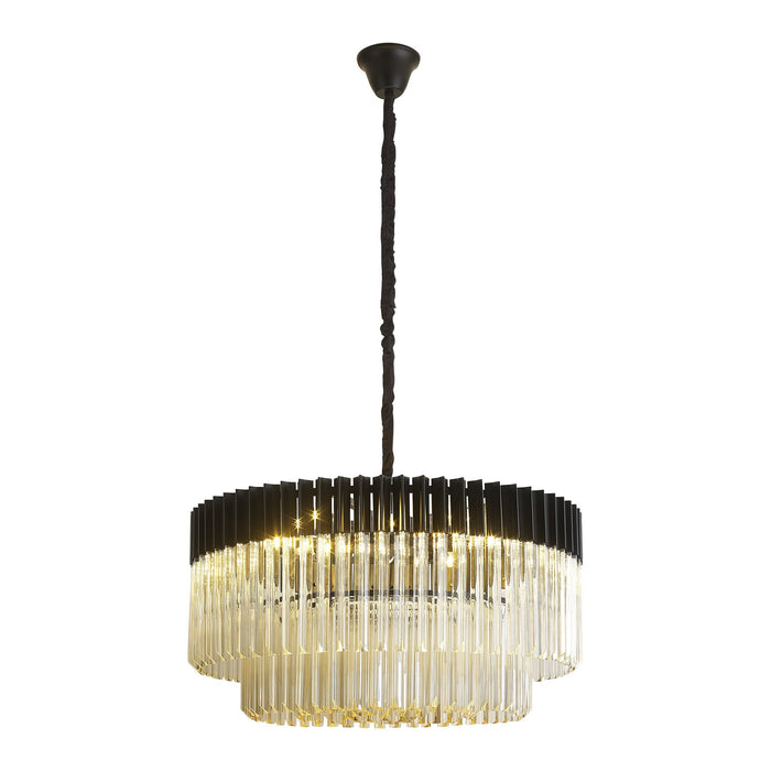 Nelson Lighting NL89799 Kobra 12 Light Round Pendant Matt Black Cognac