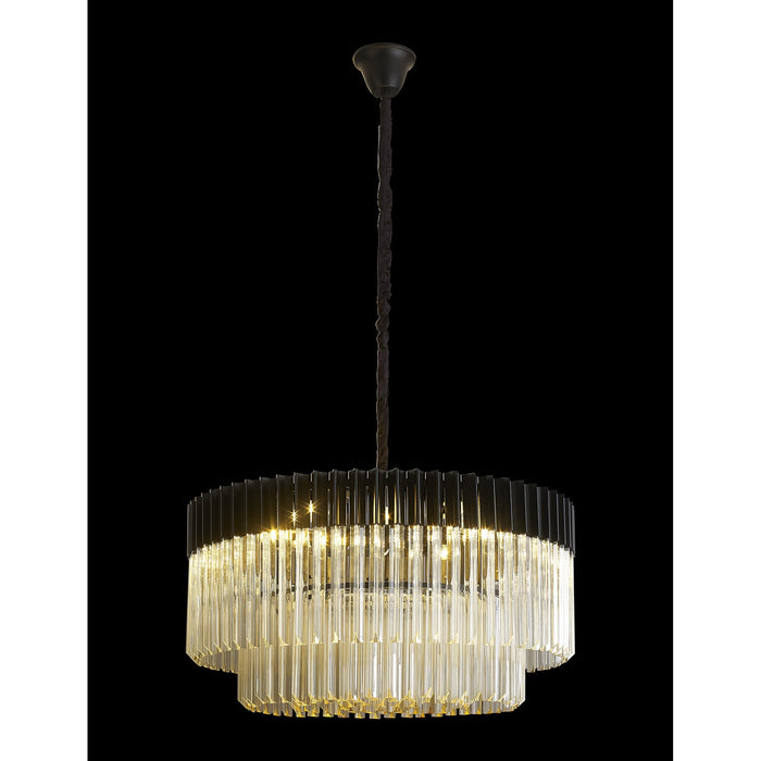 Nelson Lighting NL89799 Kobra 12 Light Round Pendant Matt Black Cognac