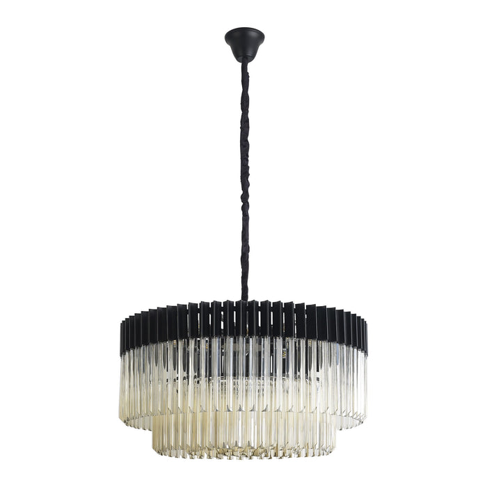 Nelson Lighting NL89799 Kobra 12 Light Round Pendant Matt Black Cognac