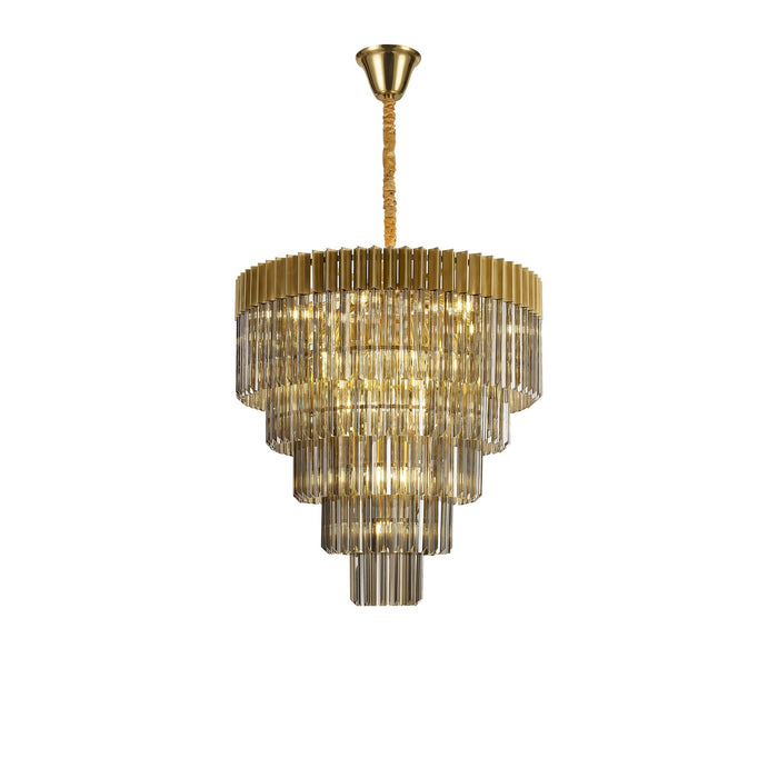 Nelson Lighting NL89809 Kobra 19 Light 5 Tier Round Pendant Brass Smoked