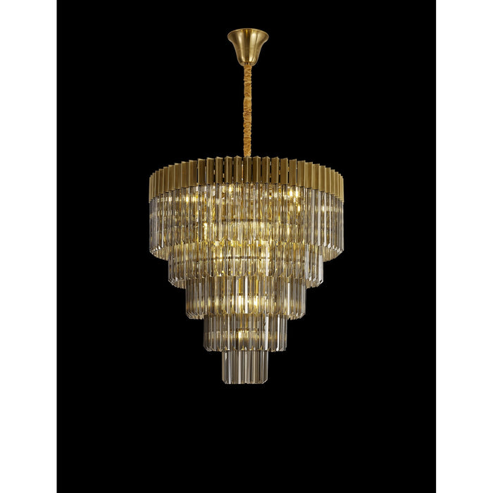 Nelson Lighting NL89809 Kobra 19 Light 5 Tier Round Pendant Brass Smoked