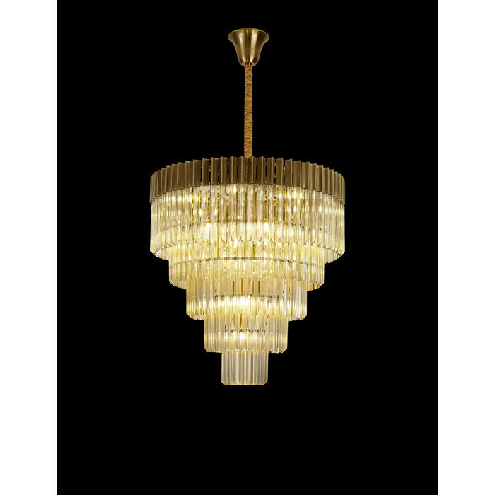 Nelson Lighting NL89819 Kobra 19 Light 5 Tier Round Pendant Brass Cognac