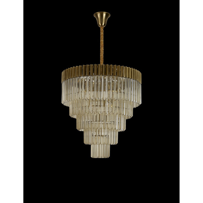 Nelson Lighting NL89819 Kobra 19 Light 5 Tier Round Pendant Brass Cognac