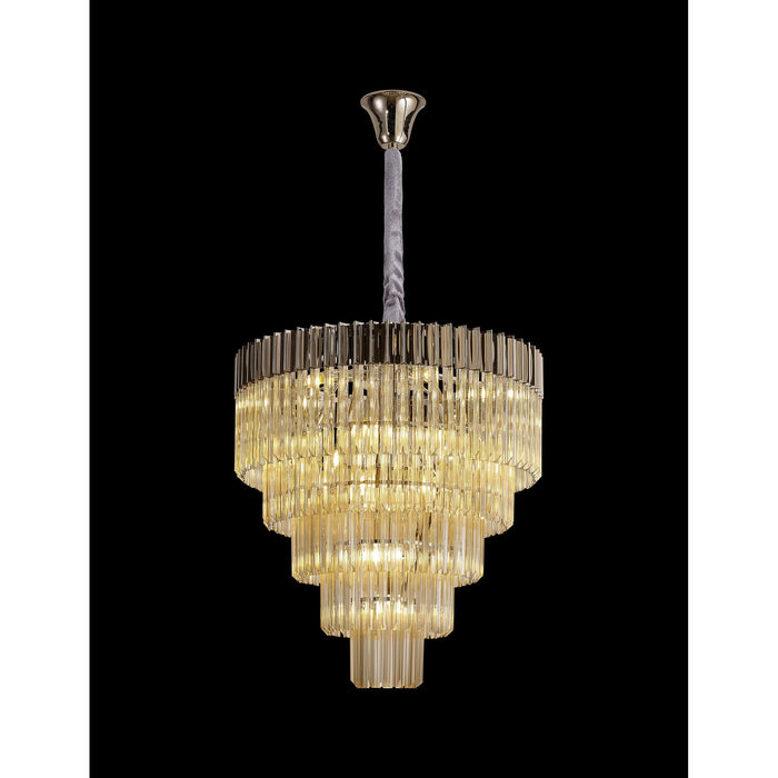 Nelson Lighting NL89829 Kobra 19 Light 5 Tier Round Pendant Polished Nickel Cognac