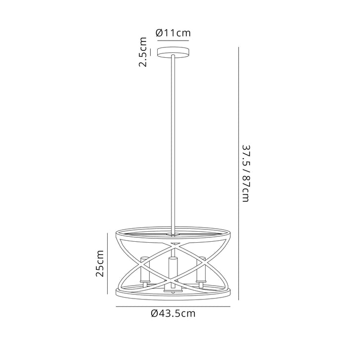 Nelson Lighting NL78549 Liza 4 Light Pendant Graphite Satin Nickel