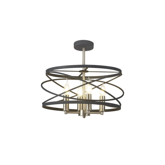 Nelson Lighting NL78549 Liza 4 Light Pendant Graphite Satin Nickel