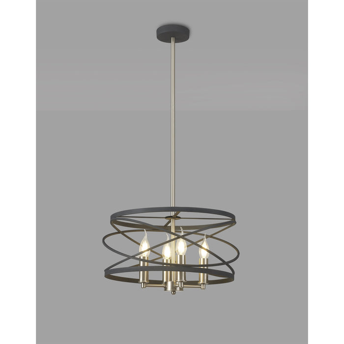 Nelson Lighting NL78549 Liza 4 Light Pendant Graphite Satin Nickel