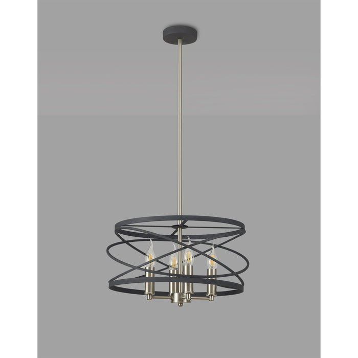 Nelson Lighting NL78549 Liza 4 Light Pendant Graphite Satin Nickel