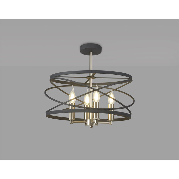 Nelson Lighting NL78549 Liza 4 Light Pendant Graphite Satin Nickel