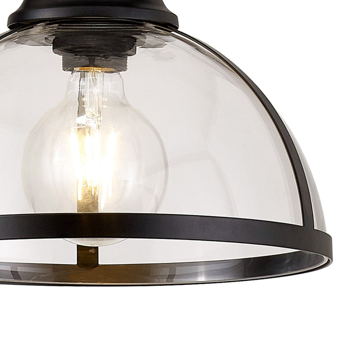 Nelson Lighting NL7262/BL9 Louis 1 Light Pendant Matt Black Clear