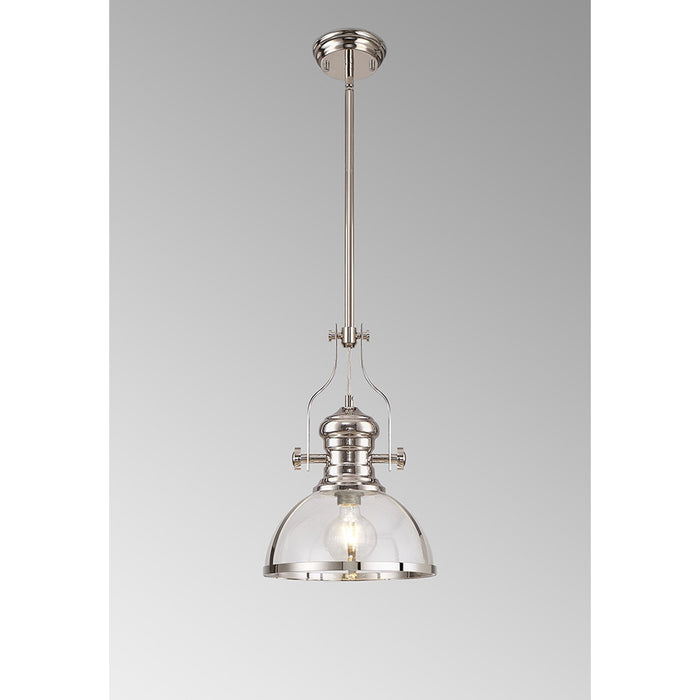 Nelson Lighting NL7262/PN9 Louis 1 Light Pendant Polished Nickel Clear