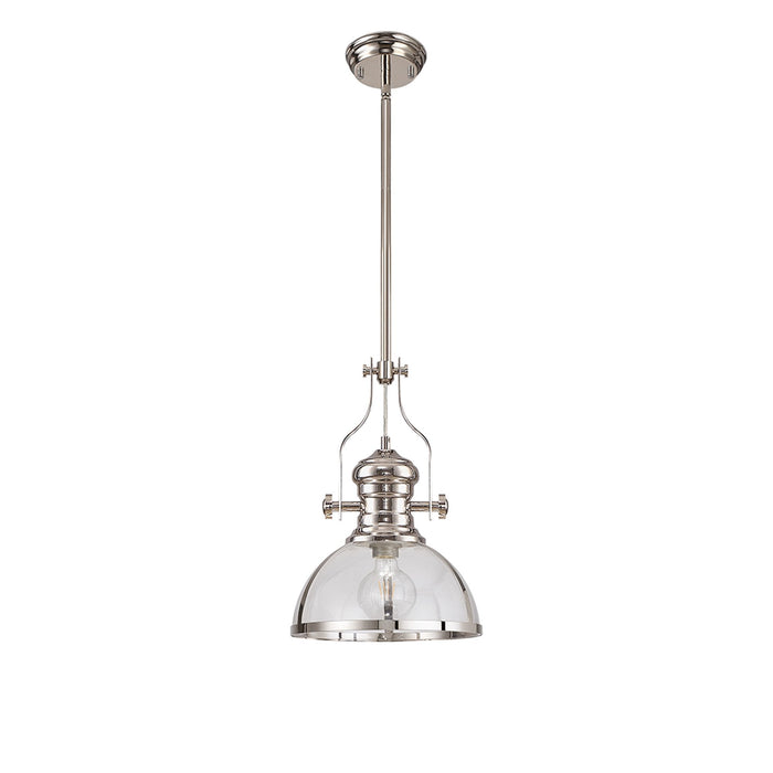 Nelson Lighting NL7262/PN9 Louis 1 Light Pendant Polished Nickel Clear