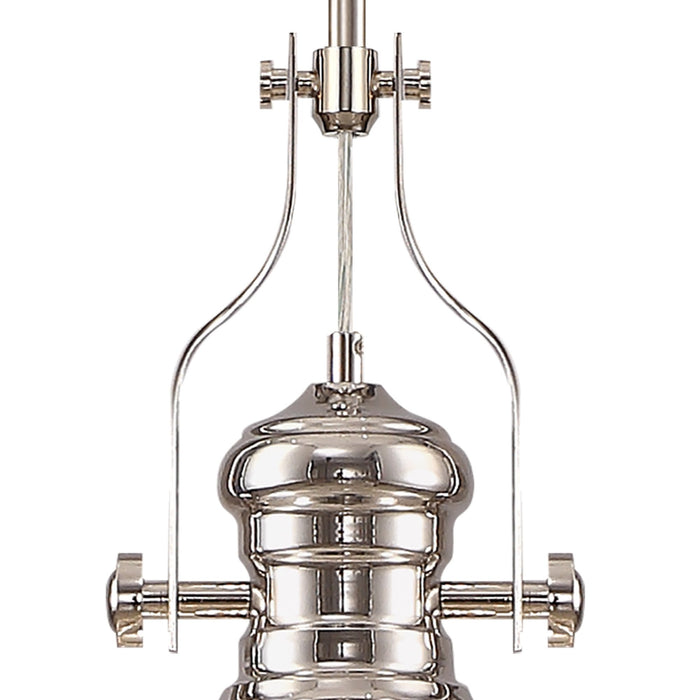 Nelson Lighting NL7262/PN9 Louis 1 Light Pendant Polished Nickel Clear