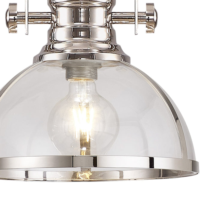 Nelson Lighting NL7262/PN9 Louis 1 Light Pendant Polished Nickel Clear