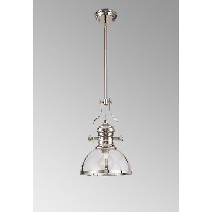 Nelson Lighting NL7262/PN9 Louis 1 Light Pendant Polished Nickel Clear