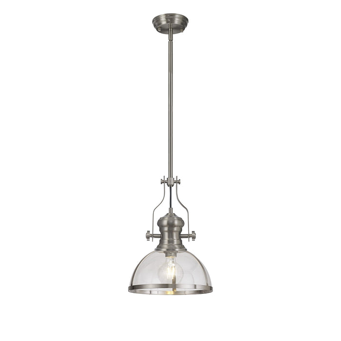 Nelson Lighting NL7262/SN9 Louis 1 Light Pendant Satin Nickel Clear