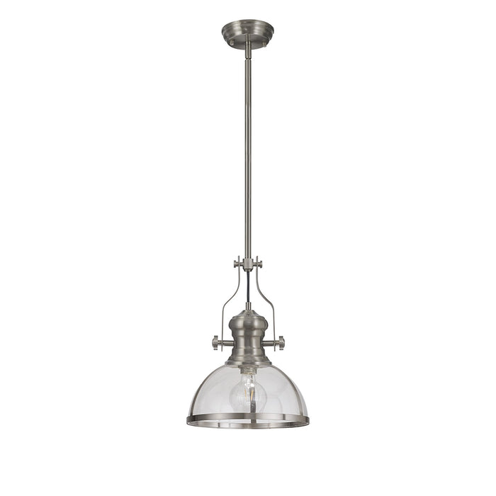 Nelson Lighting NL7262/SN9 Louis 1 Light Pendant Satin Nickel Clear