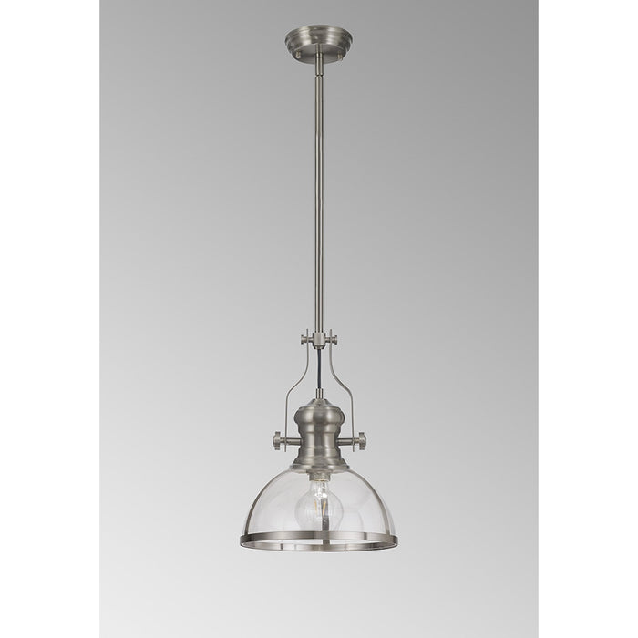 Nelson Lighting NL7262/SN9 Louis 1 Light Pendant Satin Nickel Clear