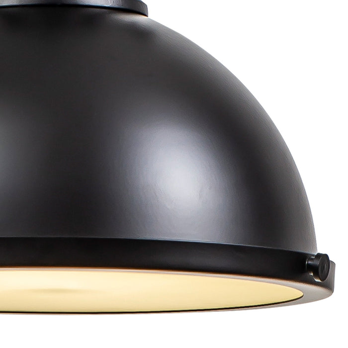 Nelson Lighting NL86609 Louis 1 Light Pendant Matt Black Frosted White