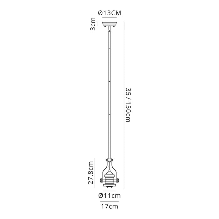 Nelson Lighting NL87379 Louis 1 Light Pendant Satin Nickel