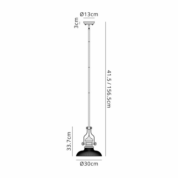 Nelson Lighting NLK14799 Louis 1 Light Round Pendant Matt Black Smoked