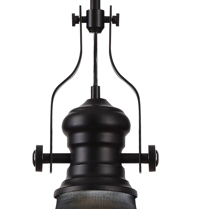 Nelson Lighting NLK14799 Louis 1 Light Round Pendant Matt Black Smoked