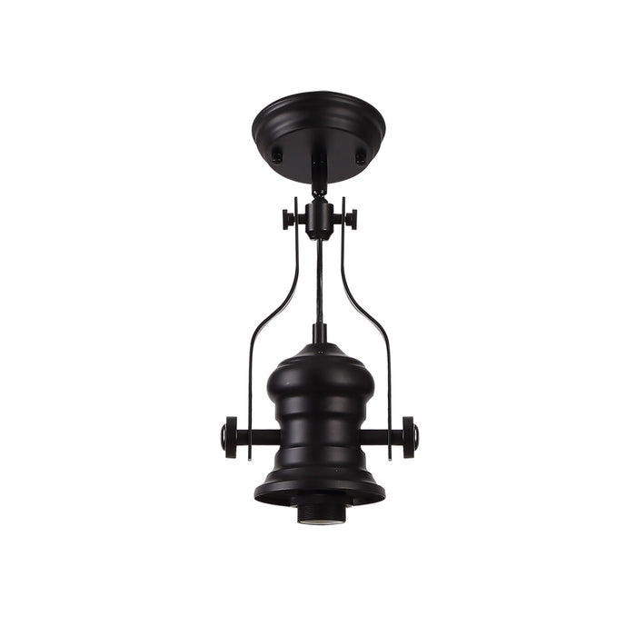 Nelson Lighting NLK14799 Louis 1 Light Round Pendant Matt Black Smoked