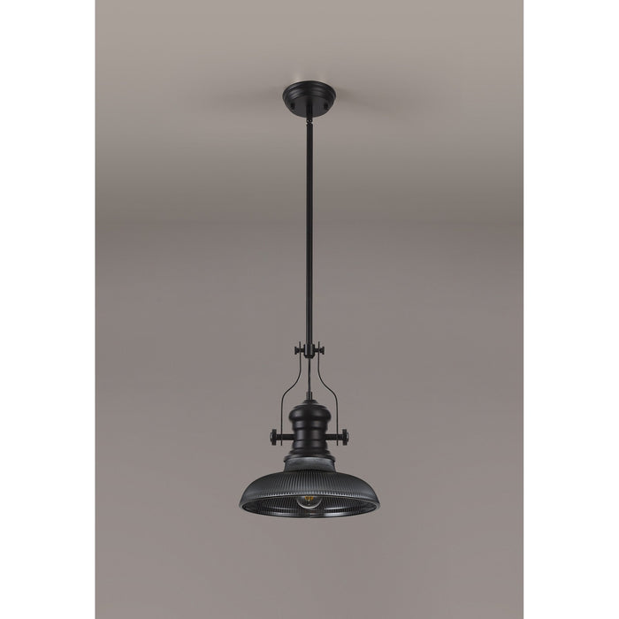 Nelson Lighting NLK14799 Louis 1 Light Round Pendant Matt Black Smoked