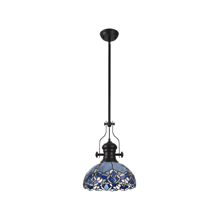 Nelson Lighting NLK15099 Louis, Ossie 1 Light Pendant Matt Black Blue