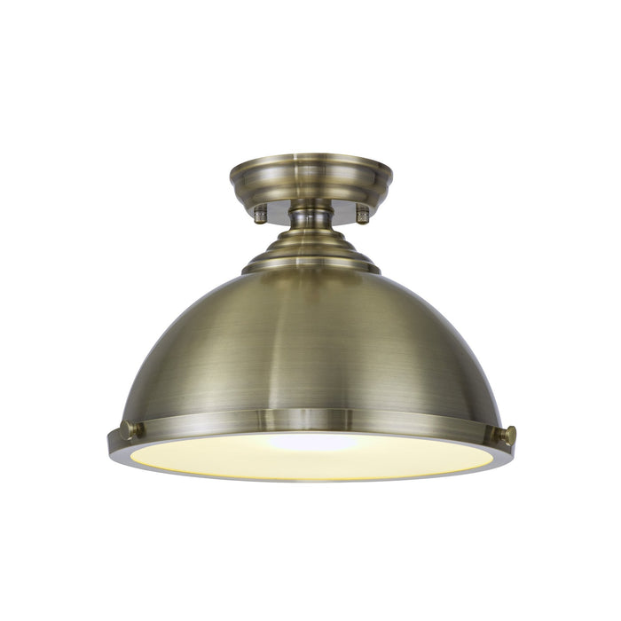 Nelson Lighting NLK15259 Louis 1 Light Flush Ceiling Light Antique Brass Frosted White