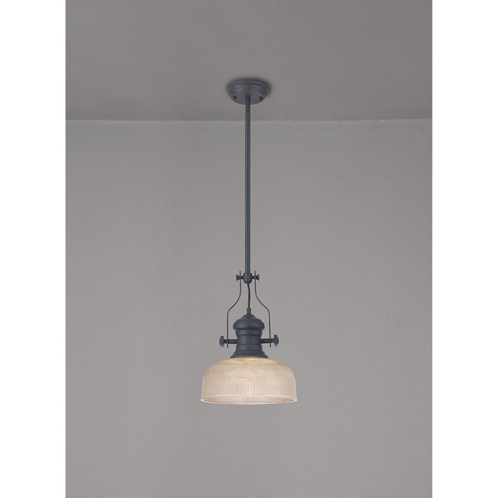 Nelson Lighting NLK15379 Louis 1 Light Pendant Graphite Prismatic