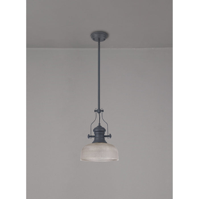 Nelson Lighting NLK15379 Louis 1 Light Pendant Graphite Prismatic