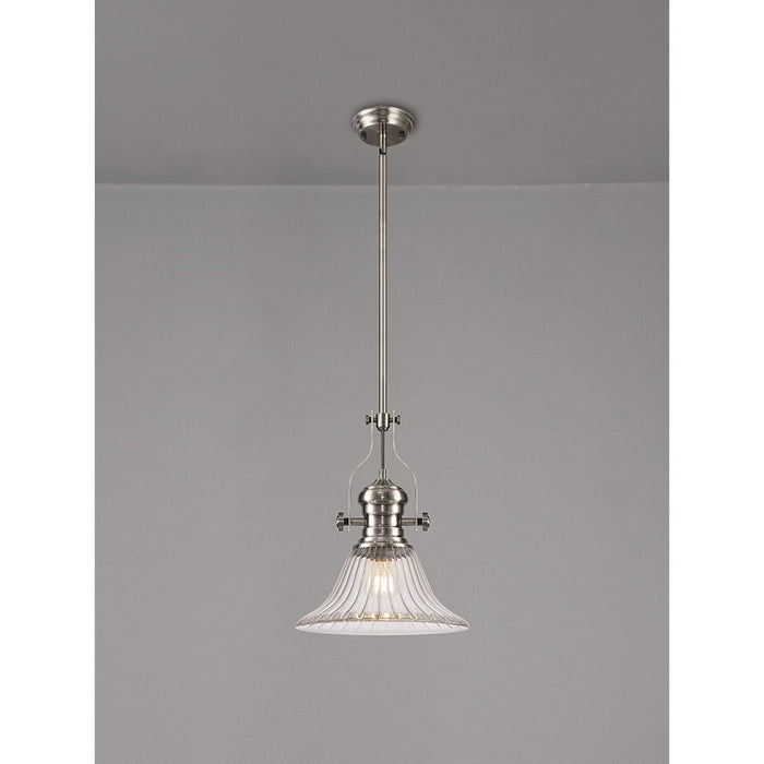 Nelson Lighting NLK15389 Louis 1 Light Pendant Satin Nickel Clear