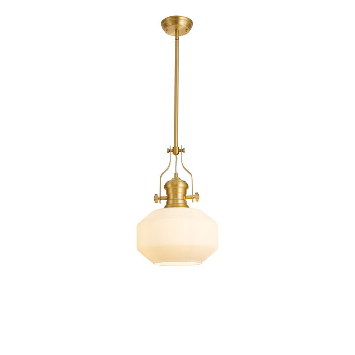 Nelson Lighting NLK15399 Louis 1 Light Round Pendant Satin Gold Opal