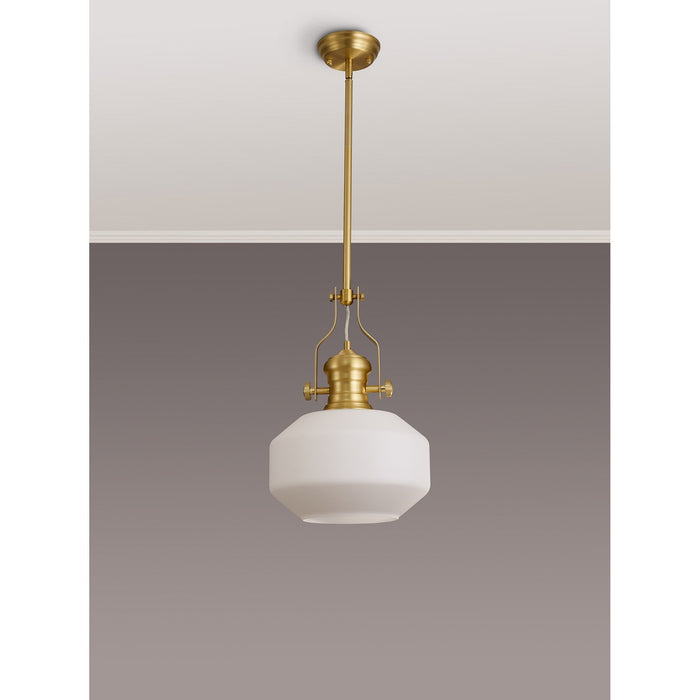 Nelson Lighting NLK15399 Louis 1 Light Round Pendant Satin Gold Opal