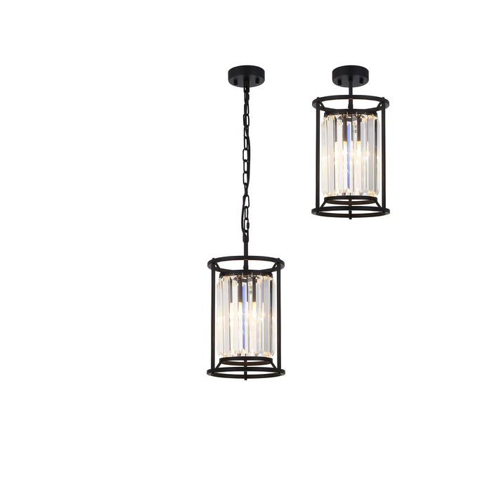 Nelson Lighting NL91059 Maccia 1 Light Pendant/Ceiling Light Satin Black Clear