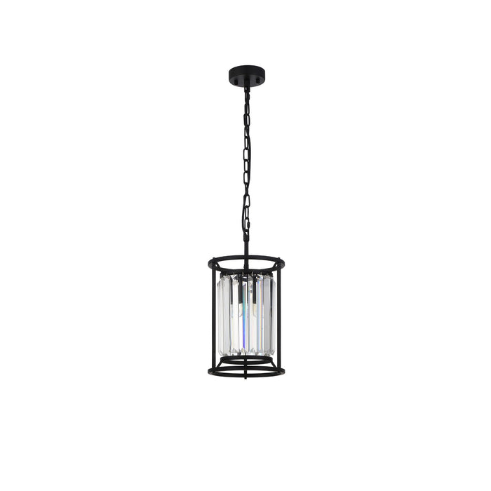 Nelson Lighting NL91059 Maccia 1 Light Pendant/Ceiling Light Satin Black Clear